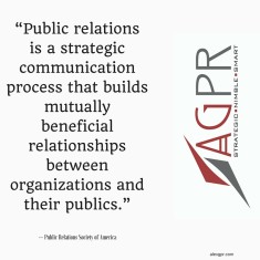 “Public relations is a strategic communication process that builds mutually beneficial relationships between organizations and their publics.”